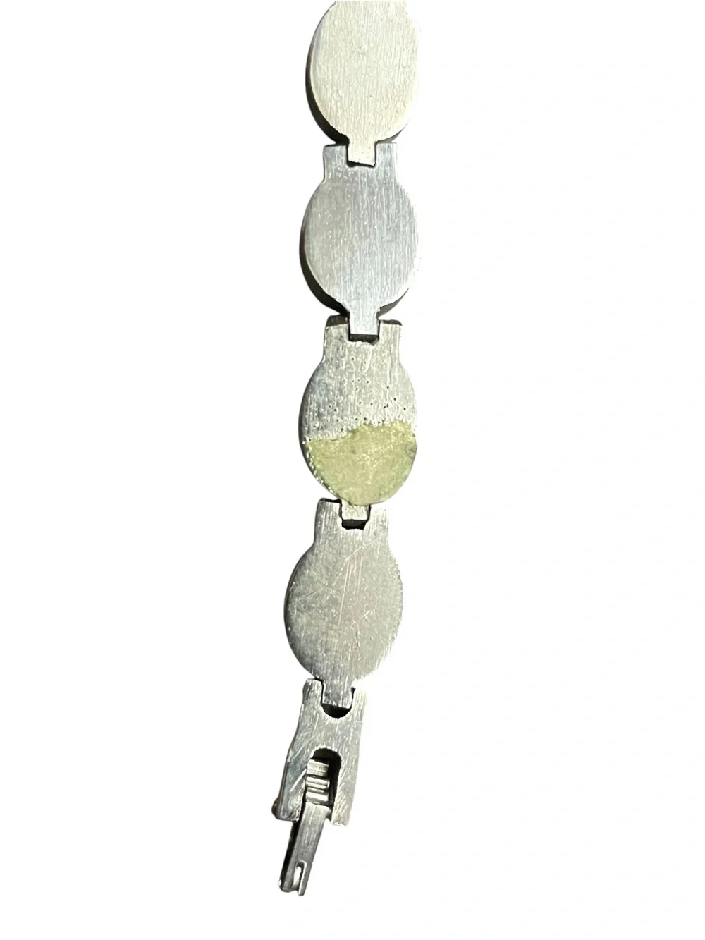 Vintage Vivani Mood Stone Watch Link Bracelet Accutime Quartz Silver Tone Retro